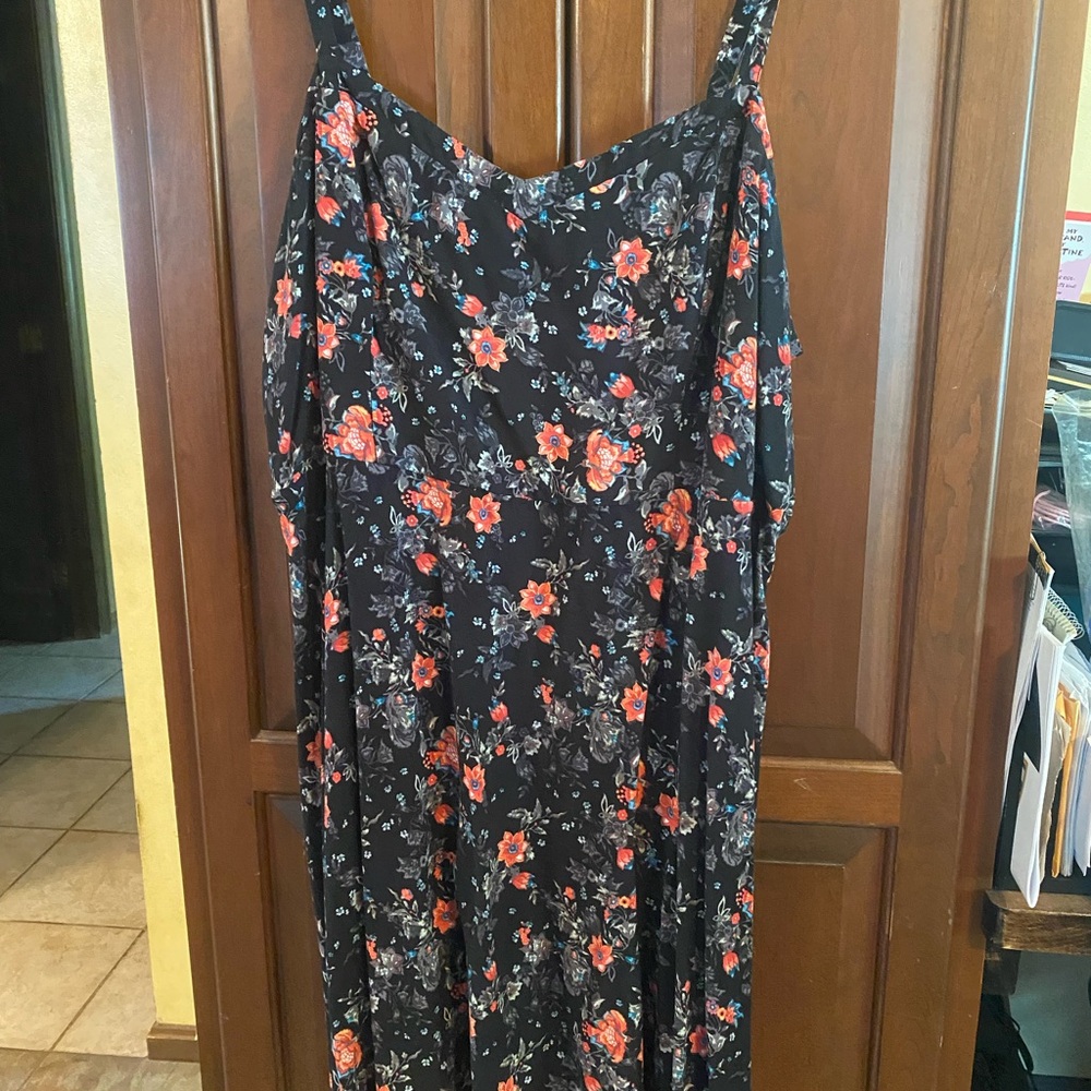 Torrid Black Maxi Dress with Red Floral Print